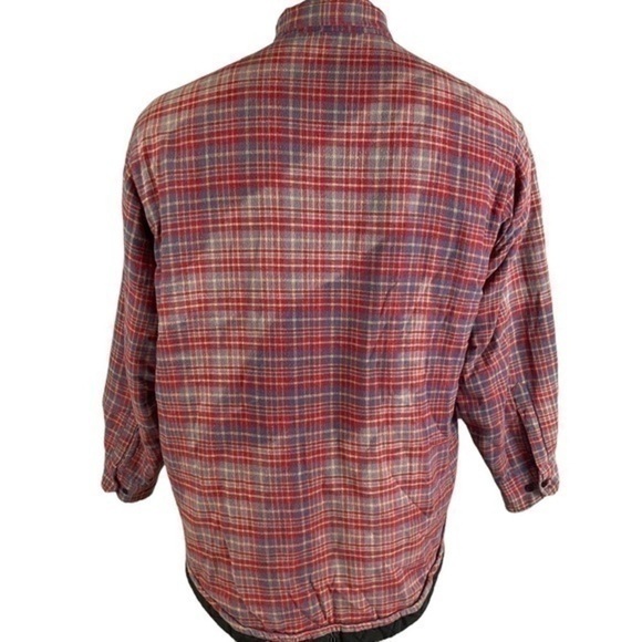 Vintage Sears Mens Store XL Faded Plaid Flannel Jacket Shacket Quilted Lining R1 - Picture 3 of 11